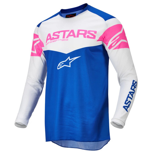 Alpinestars Fluid Triple Jersey - Blue/White/Fluro Pink - M - SKU:AS3762522725958