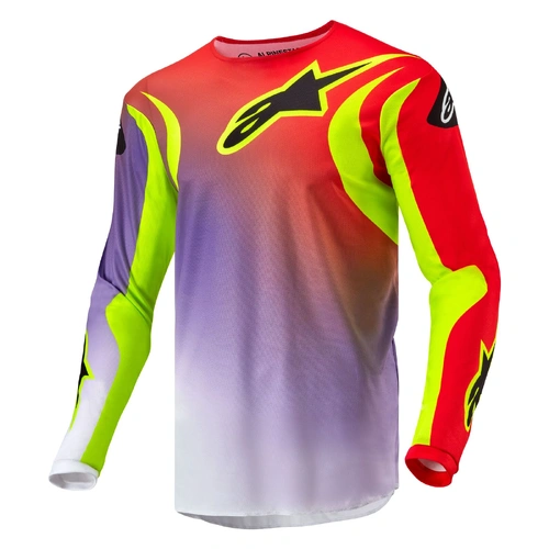 Alpinestars 2024 Fluid Lucent Jersey - White/Neon Red/Fluro Yellow - XL - SKU:AS3763724202962