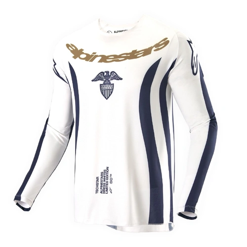 Alpinestars Limited Edition Dress Whites Tropical Techstar Jersey - White/Dark Blue/Gold - M - SKU:AS3766824026258