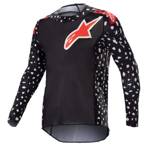 Alpinestars 2023 Youth Racer North Jersey - Black/Neon Red - M - SKU:AS3770523139758