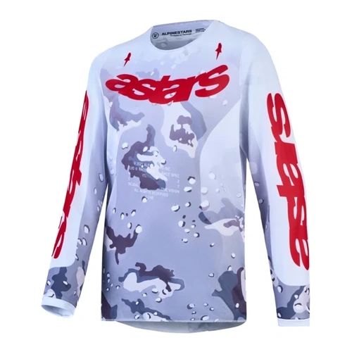 Alpinestars 2027 Fluid Lone Youth Jersey - Gray Camo White Fire Red