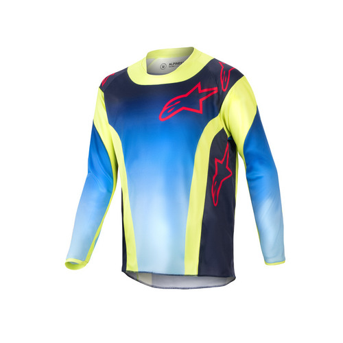 Alpinestars 2024 Youth Racer Hoen Jersey - Fluro Yellow/Blue/Night Navy - YXL - SKU:AS3778224052562