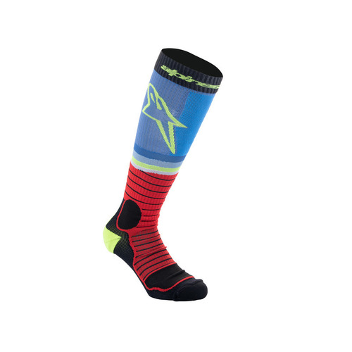 Alpinestars MX Pro Socks - Black/Red/Light Blue - 10/14 - SKU:AS4701524121260