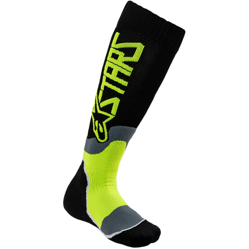 Alpinestars Mx Plus 2 Youth Socks - Black/Yellow Fluorescent - M/L - SKU:AS4741920015500