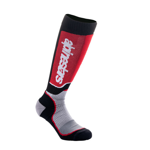 Alpinestars Youth MX Plus Socks - Black/Grey/Red - M/L - SKU:AS4742324121500