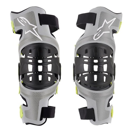 Alpinestars Bionic 7 Knee Brace Set - Silver/Fluro Yellow - S - SKU:AS6501319019556