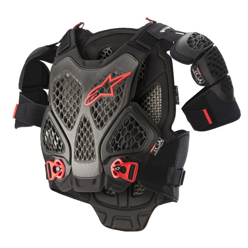 Alpinestars A6 Chest Armour - Black/Anthracite/Red - M/L - SKU:AS6700022103683