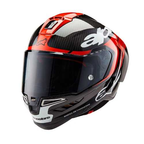 Alpinestars Supertech R10 Element ECE 22.06 Helmet  - Carbon/Bright Red/White - S - SKU:AS8200324136356