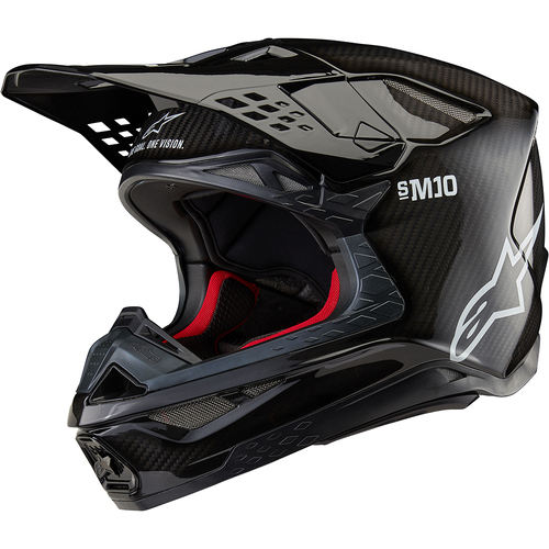 Alpinestars 2024 Supertech SM-10 Solid Gloss Helmet - Ece 22.06 - Black/Carbon - M - SKU:AS8300123118858