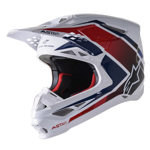 Alpinestars SM10 Meta 2 Helmet - White/Red/Blue - M - SKU:AS8300222237858