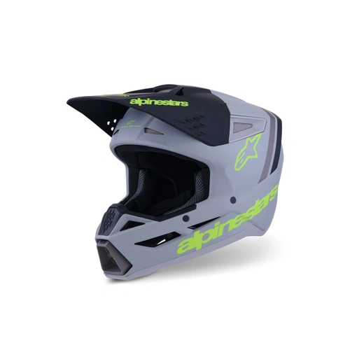 Alpinestars 2026 SM-3 Radium MX Helmet - Grey/Black/Fluro Yellow/Matte - M - SKU:AS8300726951058