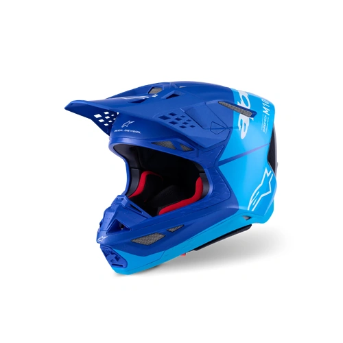 Alpinestars 2026 SM-10 Flood MX Helmet - Metallic Blue/Medium Blue/Black/Carbon/Matte & Gloss - XS - SKU:AS8300923728254