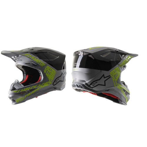 Alpinestars SM-8 Triple Helmet - Matte/Gloss Silver/Black/Yellow - S - SKU:AS8301219195556
