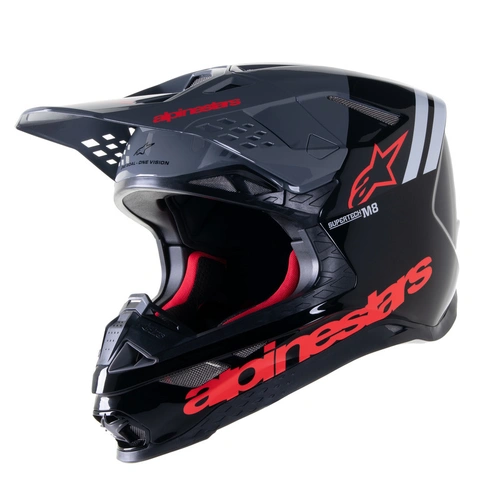 Alpinestars SM8 Radium 2 Helmet - Black/Neon Red - XS - SKU:AS8301423139754