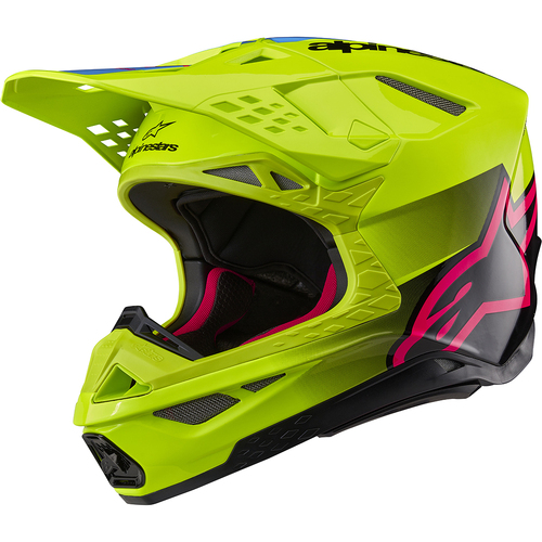 Alpinestars 2024 Supertech SM-10 Unite Helmet - Ece 22.06 - Fluro Yellow/Black/Diva Pink - S - SKU:AS8301623513856