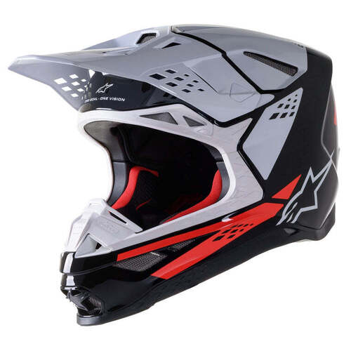 Alpinestars SM-8 Factory Helmet - Black/White/Fluro Red - XS - SKU:AS8302222123354