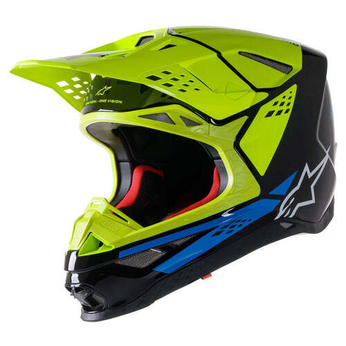 Alpinestars SM-8 Factory Helmet - Black/Fluro Yellow/Blue - S - SKU:AS8302222157856