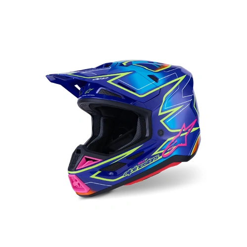 Alpinestars 2026 SM-7 Cast MX Helmet - Blue/Pink/Fluro Yellow - XS - SKU:AS8302526725454