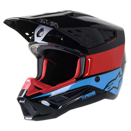Alpinestars SM-5 Bond Helmet - Black/Red/Cyan/Silver - M - SKU:AS8303422137758