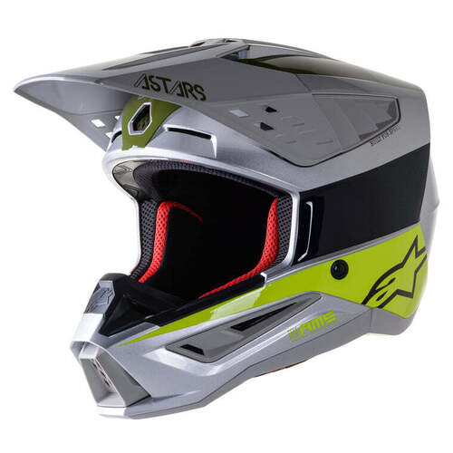 Alpinestars SM-5 Bond Helmet - Silver/Black/Yellow - M - SKU:AS8303422195658