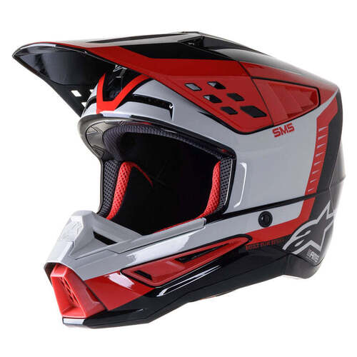 Alpinestars SM-5 Beam Helmet - Black/Grey/Red - S - SKU:AS8303622131356