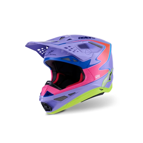 Alpinestars 2026 SM-10 Jettson MX Helmet - Purple/Fluro Pink/Fluro Yellow/Glossy - XS - SKU:AS8303625314454
