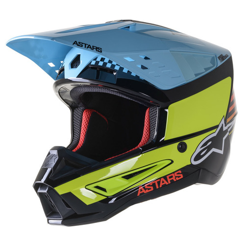 Alpinestars SM5 Speed Helmet - Black/Fluro Yellow/Blue - SKU:AS83048221577-p