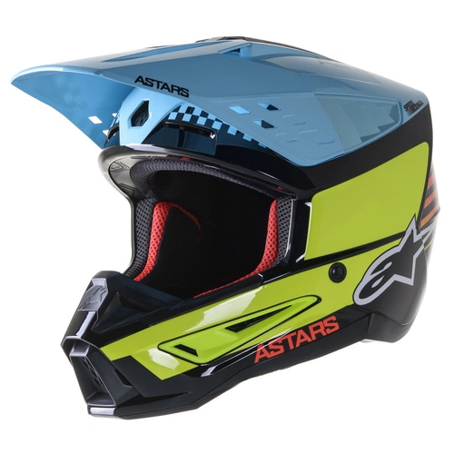 Alpinestars SM5 Speed Helmet - Black/Fluro Yellow/Blue - XL - SKU:AS8304822157762