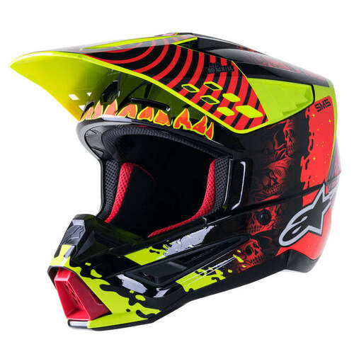 Alpinestars SM5 Solar Flare Helmet - Black/Red/Fluro Yellow - 2XL - SKU:AS8305722135564