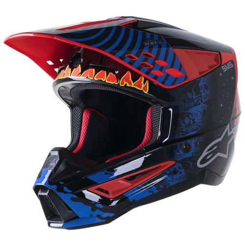 Alpinestars SM5 Solar Flare Helmet - Black/Blue/Fluro Red - XS - SKU:AS8305722173954