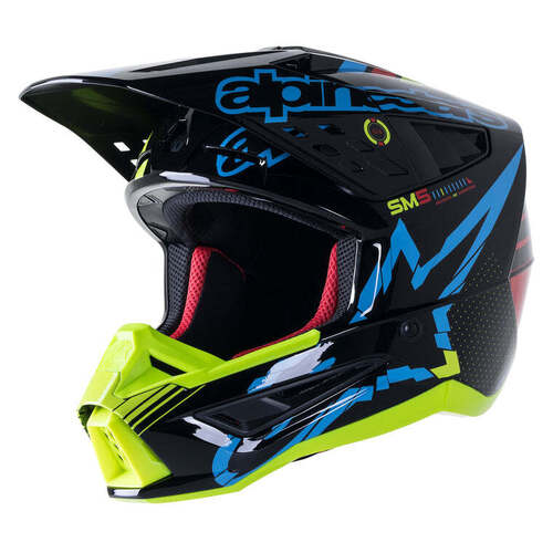 Alpinestars SM5 Action Helmet - Black/Blue/Fluro Yellow - 2XL - SKU:AS8306022175764