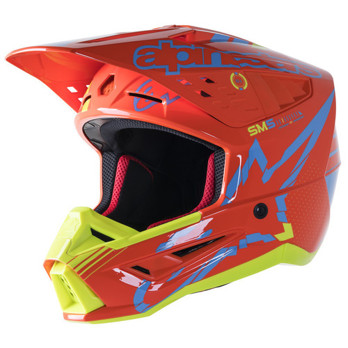 Alpinestars SM5 Action Helmet - Fluro Orange/Cyan/Fluro Yellow - 2XL - SKU:AS8306022447564