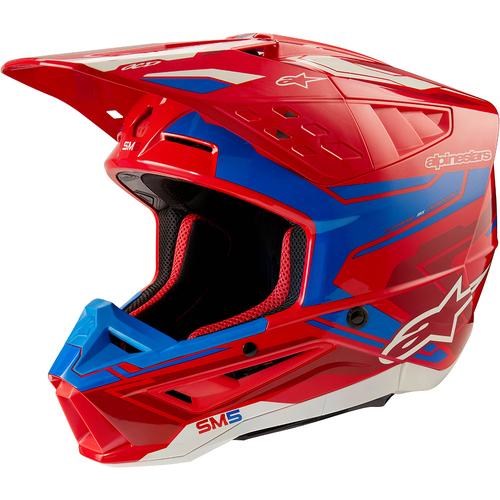 Alpinestars 2024 SM-5 Action 2 Helmet - Ece 22.06 - Bright Red/Blue - S - SKU:AS8306023301756