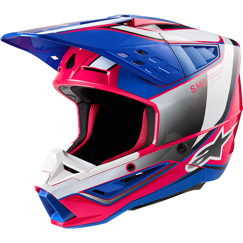 Alpinestars 2024 SM-5 Sail Helmet - Ece 22.06 - White/Diva Pink/Enamel Blue