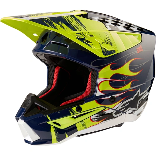 Alpinestars 2024 SM-5 Rash Helmet - Ece 22.06 - Night Navy/Fluro Yellow - XS - SKU:AS8307023745554
