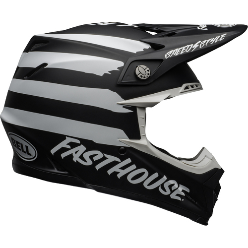 Bell Moto-9 MIPS Fasthouse Signia Helmet - Matte Black/White - L - SKU:BE7109822