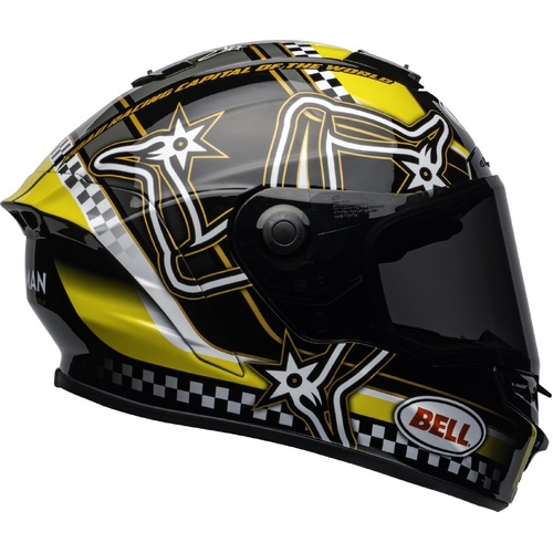 Bell Star DLX MIPS Isle Of Man Black and Yellow Helmet - SKU:BE7110111