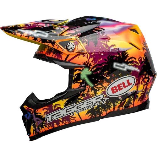 Bell Moto-9S Flex Tagger Tropical Fever Helmet - Yellow/Orange - S - SKU:BE7144782