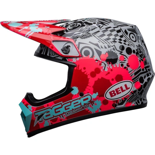 Bell MX-9 MIPS Tagger Splatter Helmet - Bright Red/Grey - L - SKU:BE7148501