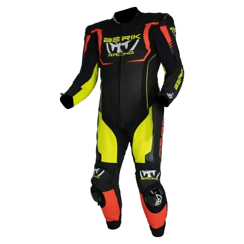 Berik Mugello 1 Piece Race Suit - Black/Hi-Vis/Red
