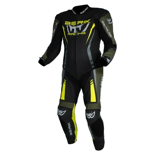 Berik Sicily 1 Piece Race Suit - Black/Army/Hi-Vis