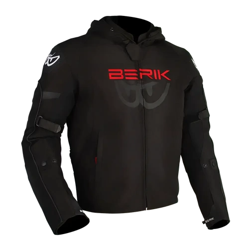 Berik Star Riding Hoodie - Black/Fluro Red - 50 - SKU:BESTA1350