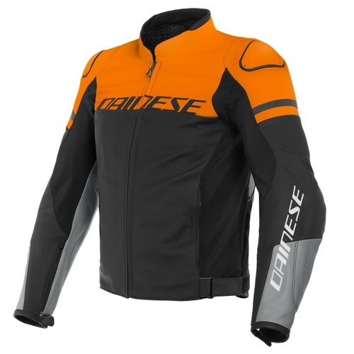 Dainese - Agile Black Orange Grey Leather Jacket - SKU:D153382796C10