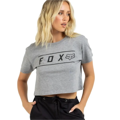 Fox Pinnacle Crop Tee - Heather Graphite - L - SKU:FO00013185L