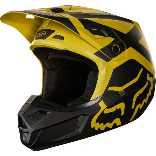 Fox V2 Preme Dark Yellow Helmet - SKU:FO19528547S