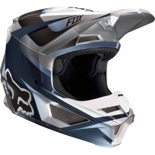 Fox Youth V1 Motif Blue Grey Helmet