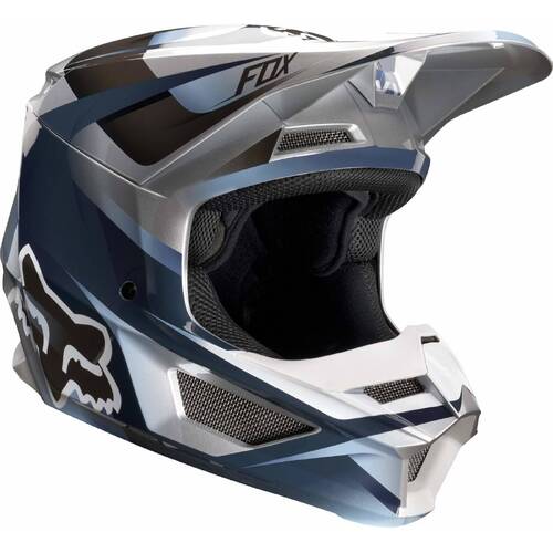 Fox Youth V1 Motif Blue Grey Helmet - SKU:FO21784024S