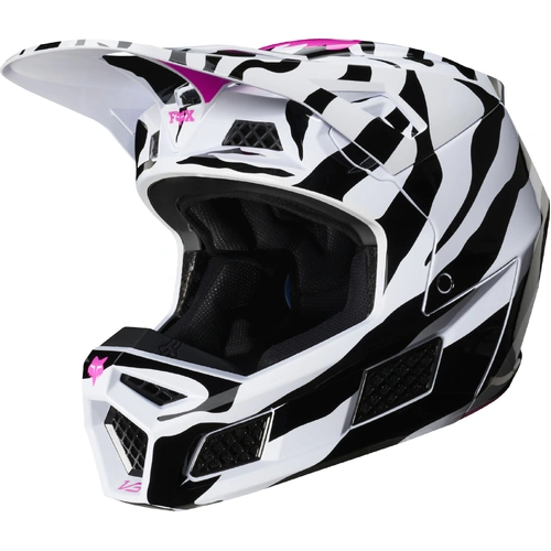 Fox LE V3 Zebra Helmet - Black/White/Purple