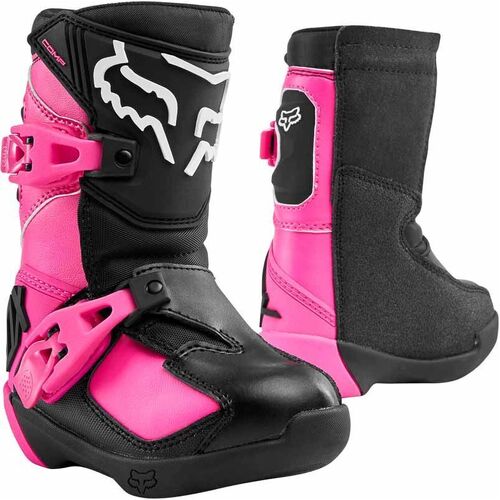 Fox 2022 Comp K Youth Boots - Black/Pink - 10 - SKU:FO2401528510