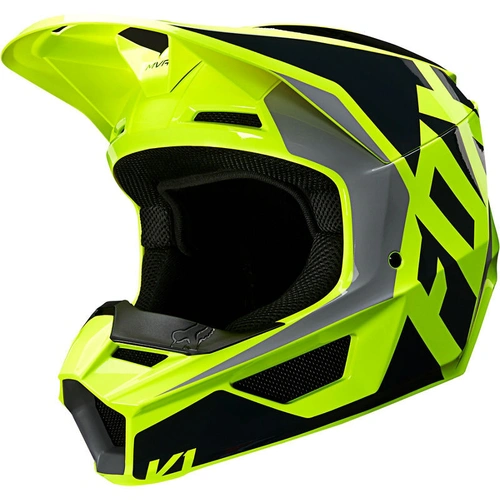 Fox Youth V1 Prix Lovl Black and Yellow Helmet - SKU:FO25478019S